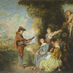 The Lesson of Love by Antoine Watteau – 1716 Rococo Oil Painting Reproduction | Custom Art from DaFen Village Studio