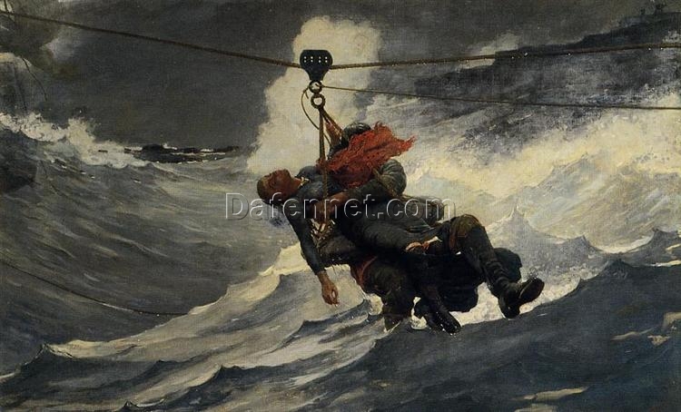 Winslow Homer Realism Genre Painting: The Life Line (1884) Oil on Canvas