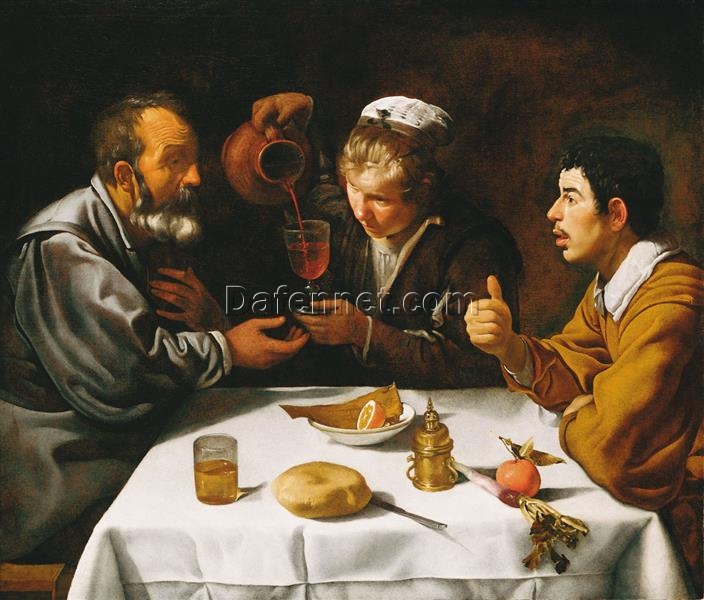 The Lunch (El Almuerzo) by Diego Velázquez – 1620 Baroque Genre Oil Painting Replica on Canvas
