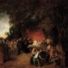 The Marriage Contract in a Landscape by Antoine Watteau – 1712 Rococo Oil Painting Reproduction | Custom Art from DaFen Village Studio