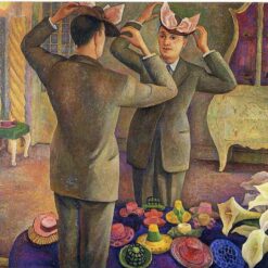 Custom Diego Rivera 'The Milliner: Portrait of Henri de Chatillon' Art Deco Oil Painting – 1944 Portrait