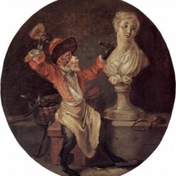 The Monkey Sculptor by Antoine Watteau – 1710 Rococo Allegorical Oil Painting Reproduction | Custom Art from DaFen Village Studio
