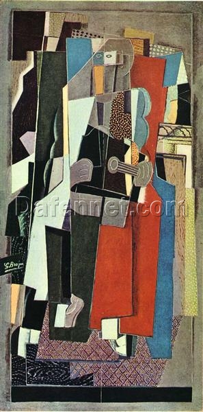 The Musician” by Georges Braque – Synthetic Cubism Painting – Handmade Wall Art