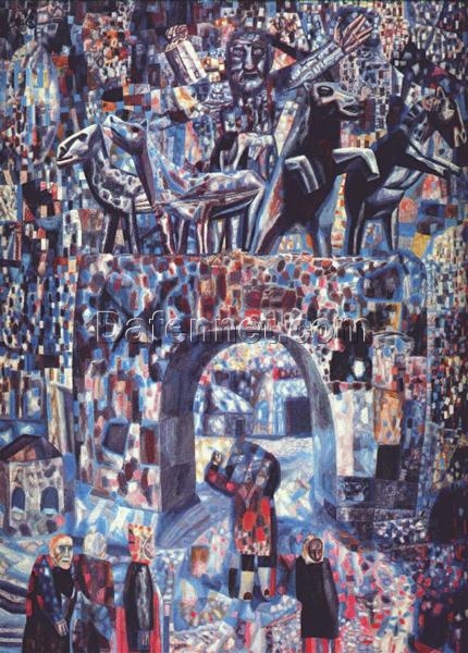 Pavel Filonov ‘The Narva Gates’ Cityscape Oil Painting Reproduction – Analytical Realism Style (1929)