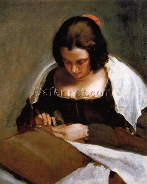 The Needlewoman by Velazquez – 17th Century Baroque Oil Painting Reproduction (c.1635 – 1643)