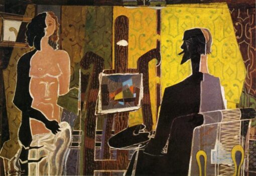 Georges Braque ‘The Painter and His Model’ 1939 – Cubist Expressionist Oil Painting Reproduction