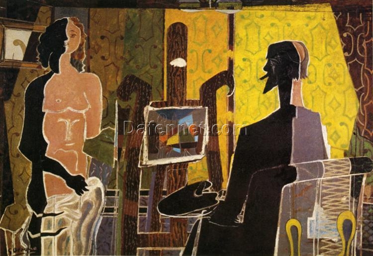 Georges Braque ‘The Painter and His Model’ 1939 – Cubist Expressionist Oil Painting Reproduction