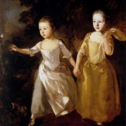 INSPIRED BY Gainsborough’s "The Painter’s Daughters Chasing a Butterfly" – Handcrafted Rococo Oil Painting | DaFen Village Studio