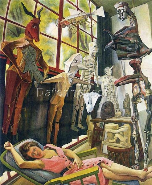 Diego Rivera ‘The Painter’s Studio’ Oil Painting Reproduction – Surrealist Genre Art