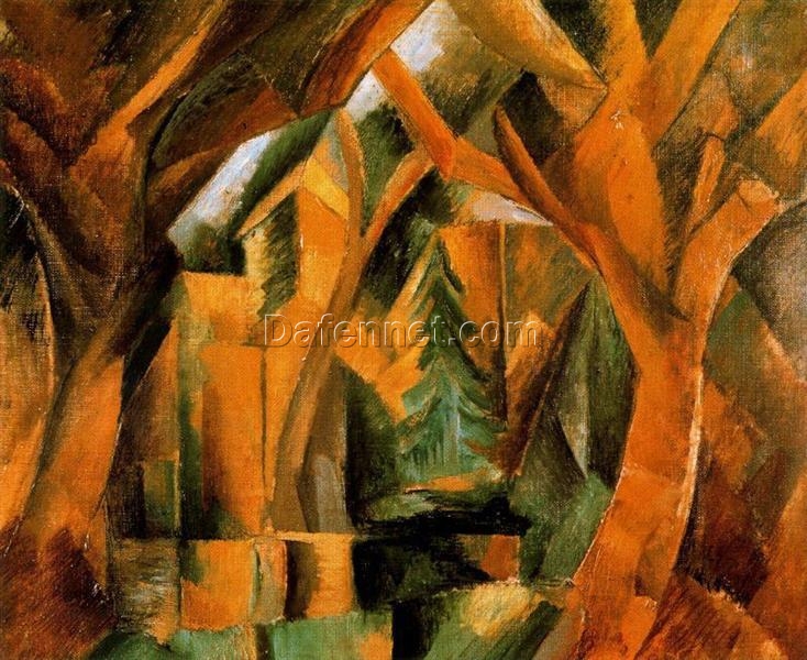Custom Oil Painting – “The Park at Carrières-Saint-Denis” by Georges Braque – Analytical Cubist Landscape