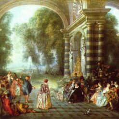 Buy The Pleasures of the Ball by Antoine Watteau – 1714 Rococo Oil Painting Reproduction | DaFen Village Studio