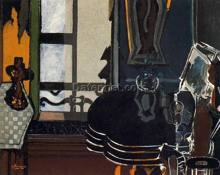 Georges Braque ‘The Salon’ 1944 – Cubist Expressionist Interior Oil Painting on Canvas