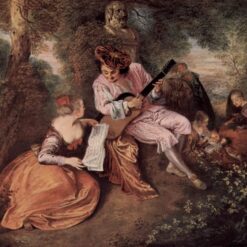 Buy The Love Song by Antoine Watteau – Rococo Oil Painting Reproduction | DaFen Village Studio