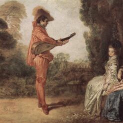 The Seducer by Antoine Watteau – 1712 Rococo Oil Painting Reproduction on Metal | Custom Art from DaFen Village Studio