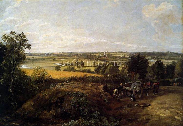 1814 The Stour Valley with the Church of Dedham – Romantic Landscape Oil Painting by John Constable