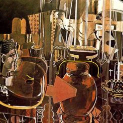 Cubist Still Life Oil Painting – Georges Braque 'Atelier (II)' 1949, Hand-Painted on Canvas