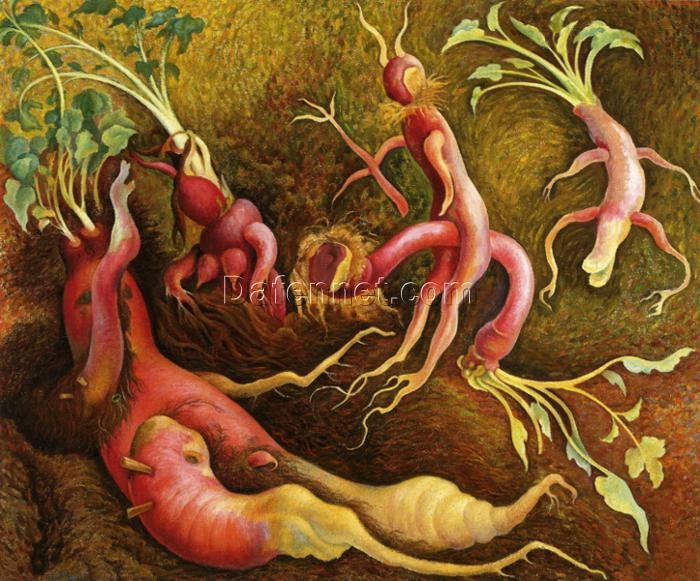 Custom Diego Rivera ‘The Temptations of Saint Anthony’ Surrealist Oil Painting – 1947 Allegorical Art