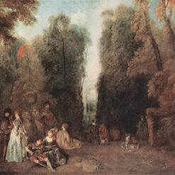 Buy The View by Antoine Watteau – 1715 Rococo Pastorale Oil Painting Reproduction | Custom Art from DaFen Village Studio