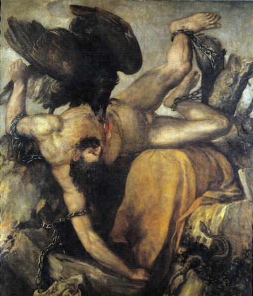 The Punishment of Tythus – Titian, c.1548, Mannerist Mythological Painting