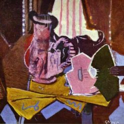 Cubist Still Life Oil Painting – Georges Braque 'Sous la Lampe' (1952), Hand-Painted on Canvas
