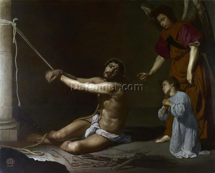 Velazquez Baroque Religious Painting – Christ After the Flagellation Contemplated by the Christian Soul (1626-1628)