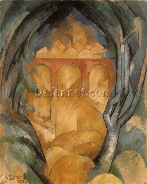 Georges Braque “Viaduct at Estaque” – Cubist Landscape Oil Painting Reproduction