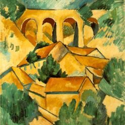 Handmade "Viaduct at L'Estaque" by Georges Braque – Cubist Landscape Oil Painting