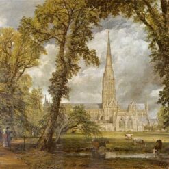 Custom John Constable View of Salisbury Cathedral from the Bishop's Grounds – Romantic Oil Painting Reproduction (c.1823)