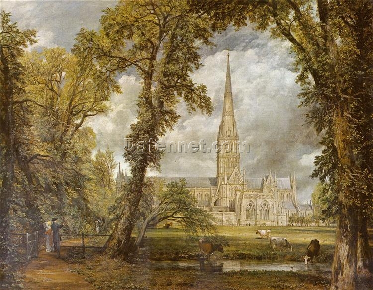 Custom John Constable View of Salisbury Cathedral from the Bishop’s Grounds – Romantic Oil Painting Reproduction (c.1823)