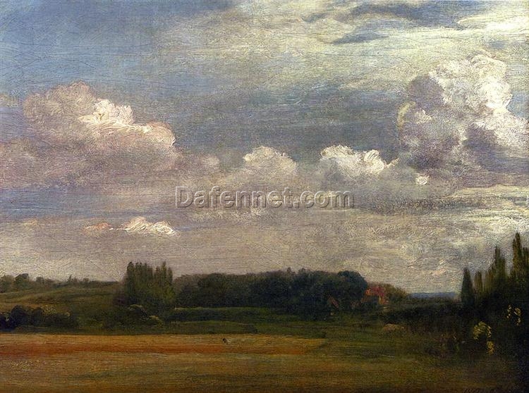 John Constable View Towards The Rectory From East Bergholt House – Romantic Rural Landscape Oil Painting