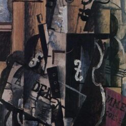 Violin and Clarinet on a Table" by Georges Braque – Analytical Cubist Still Life Reproduction