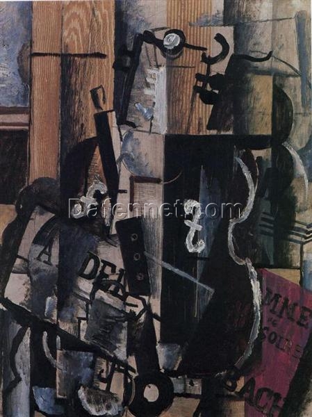 Violin and Clarinet on a Table” by Georges Braque – Analytical Cubist Still Life Reproduction