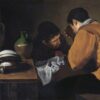 Velázquez’s Two Young Men Eating at a Humble Table – 1622 Baroque Oil Painting for Traditional Interiors