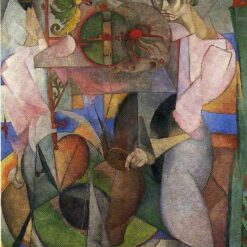 Diego Rivera Cubist Genre Painting - 'Woman at a Well' 1913 Oil Reproduction - MNA Museum Collection Art