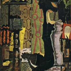 Woman with a Mandolin" – Reproduction of Georges Braque's 1937 Cubism & Expressionism Genre Painting