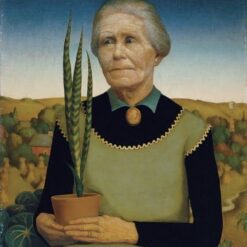 Woman with Plants’ by Grant Wood – 1929 American Regionalism Portrait | Custom Oil Painting for Home or Office