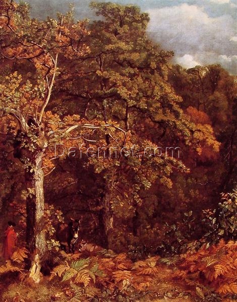 Romantic Wooded Landscape (1801-1802) by John Constable – Classic Oil Painting of English Countryside