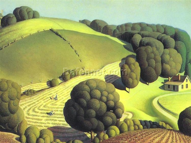 Young Corn by Grant Wood – 1931 Regionalism Landscape Oil Painting Reproduction | Custom Art from DaFen Village Studio