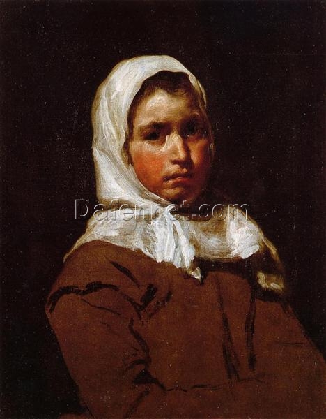 Velazquez Young Peasant Girl Portrait – Baroque Realism Oil Painting Reproduction (1645–1650)