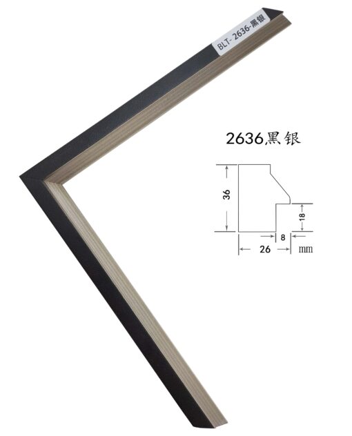 Black and Silver Solid Wood Picture Frame – 2.6cm Wide | Elegant Frame for Canvas and Wall Art