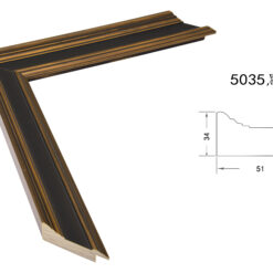 Black and Gold Solid Wood Picture Frame – 5.1cm Wide | Luxurious Frame for Canvas and Wall Art
