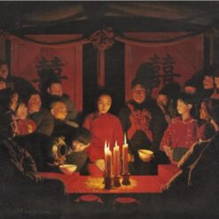 Wang Yidong Oil Painting – "Wedding Room Commotion" – 1998 Chinese Figurative Art on Canvas