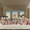 Zeng Fanzhi 2001 Oil Painting – “The Last Supper” – Framed Chinese Contemporary Expressionist Art