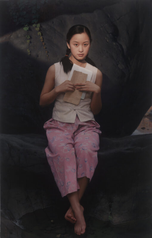 Message to Qingshi Valley by Wang Yidong – 117x73cm Chinese Realist Oil Painting on Canvas | Custom Art from Dafen Oil Painting Studio for Living Room or Hotel Decor