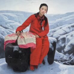 Beautiful Countryside No.3 – Welcoming Spring by Wang Yidong | 100x100cm Square Chinese Oil Painting on Canvas | Custom Art from Dafen Oil Painting Studio for Home or Boutique Hotel Décor