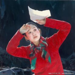A Touch of White Cloud by Wang Yidong – 100x100cm Chinese Realist Oil Painting on Canvas | Custom Art from Dafen Oil Painting Studio for Home or Boutique Hotel Décor