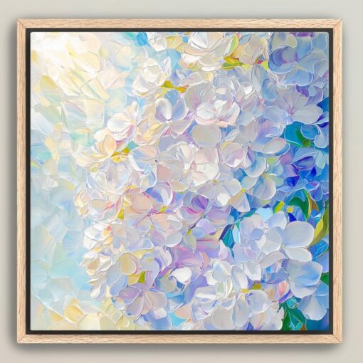 White Hydrangea Bloom – Hand-Painted Oil Painting from Dafen Village Studio