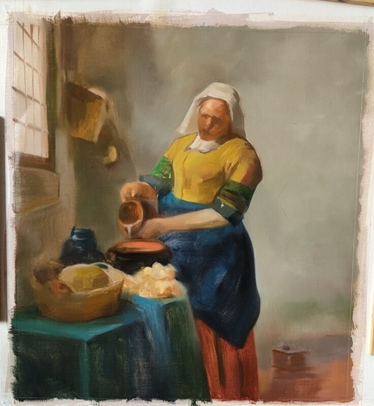 Experience the Magic of Dafen Village Oil Painting Studio: Masterful Replicas of Johannes Vermeer’s “The Milkmaid” 2 微信截图 20250708161102