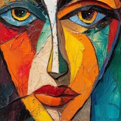 Colorful Abstract Portrait Oil Painting of Beautiful Female Model | Custom Wall Art by Dafen Village Studio