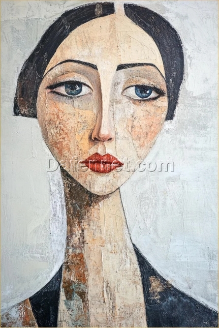 Original Abstract Portrait Oil Painting on Canvas | Beautiful Female Model Wall Art | Hand-Painted by Dafen Village Studio